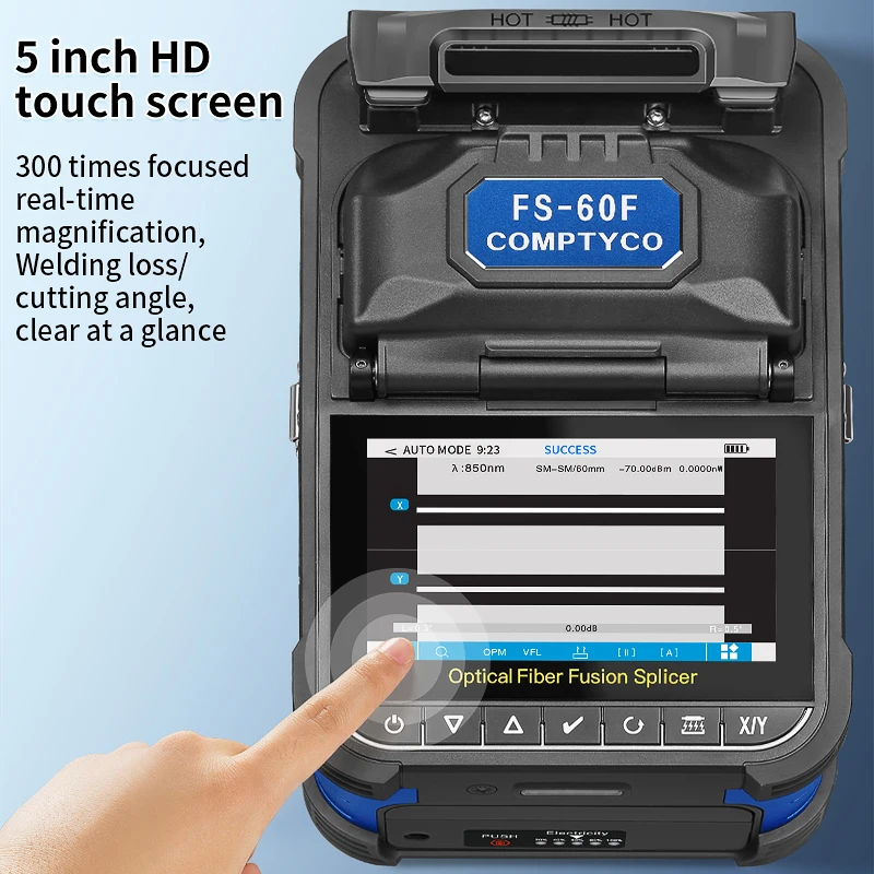 COMPTYCO FS-60F/AUA-70F 광섬유 융착접속기 6모터 터치스크린 광섬유 코어 열융착기 내장형 VFL OPM