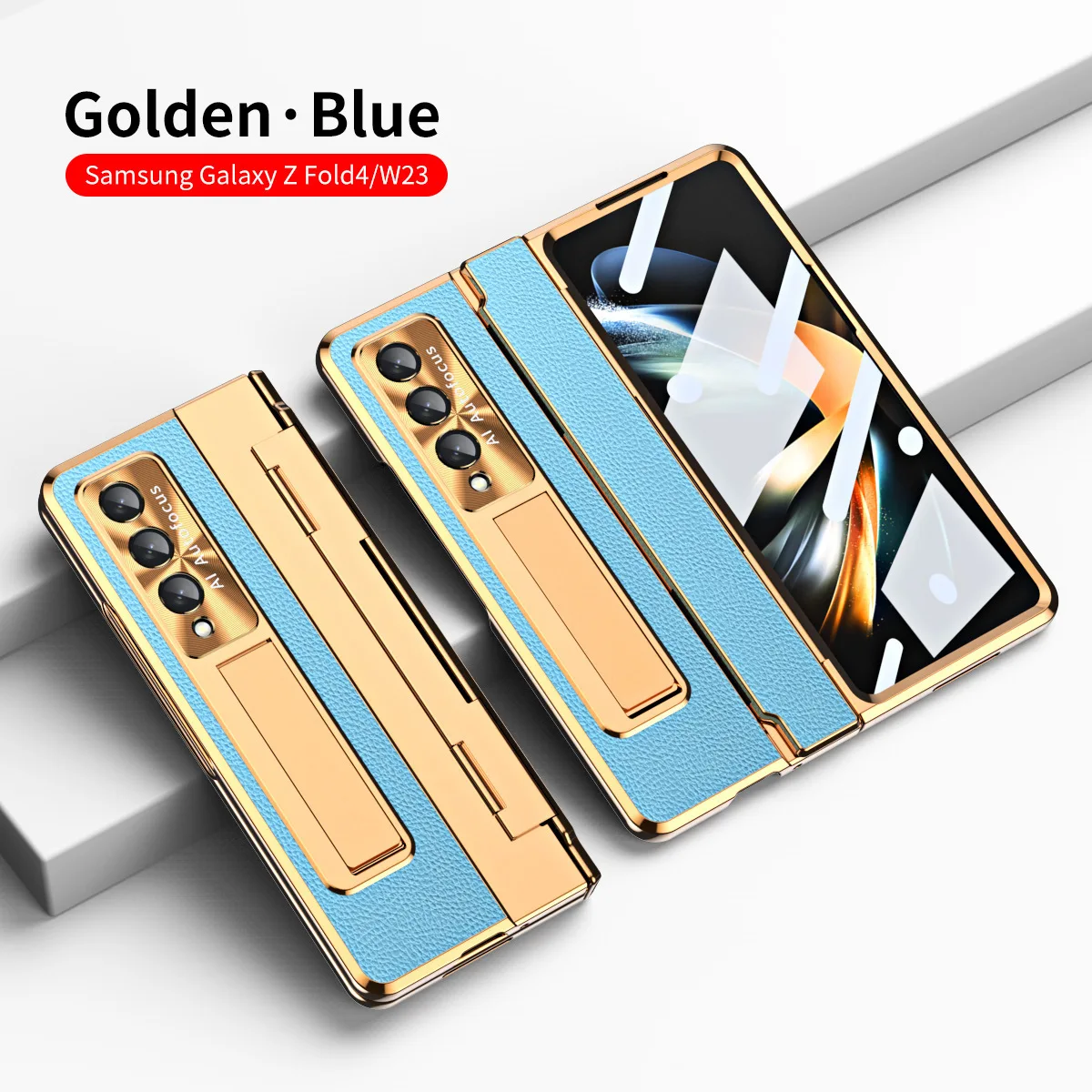 

Electroplated Leather Phone Cases For Samsung Z Fold4 5 Case Z Fold3 Flat Hinge Shell Membrane Drop-Resistant Protective Cove