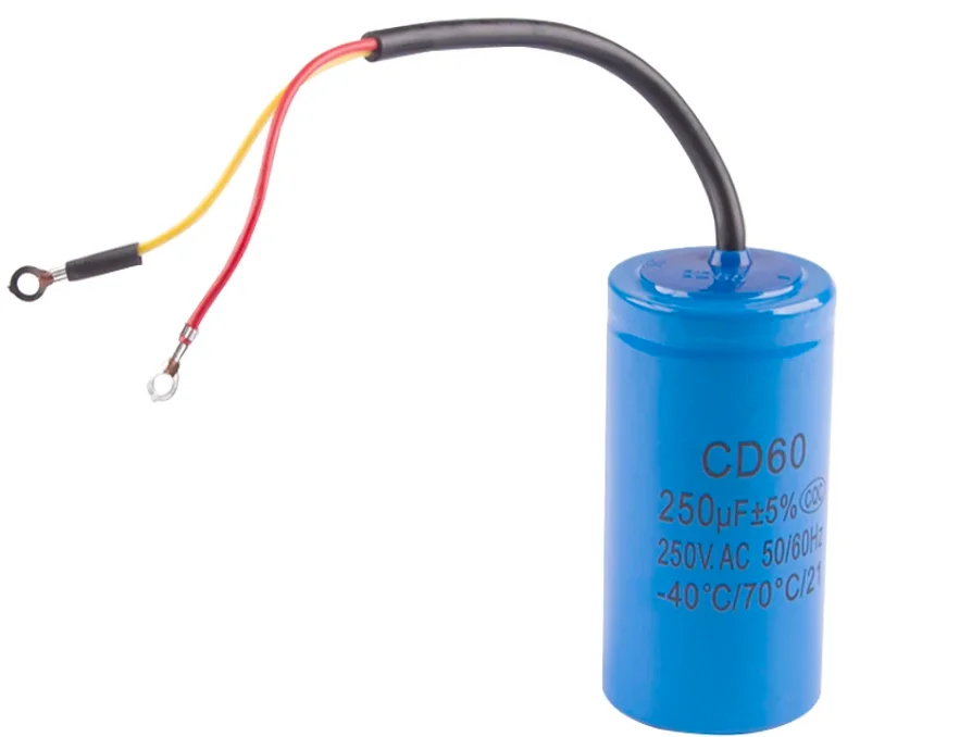 Cd60 250Uf 250V Ac Condensatore Di Avviamento Per Motore Elettrico Per Impieghi Gravosi Compressore D'Aria Rosso Giallo Due Fili