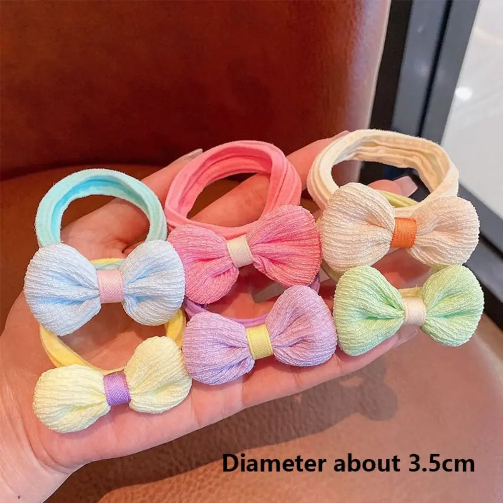 6pcs High-value Korean Cute Hair Rope Bowknot Elastic Hair Ring Princess No Harm Hair Band Kid Hair Accessory 6