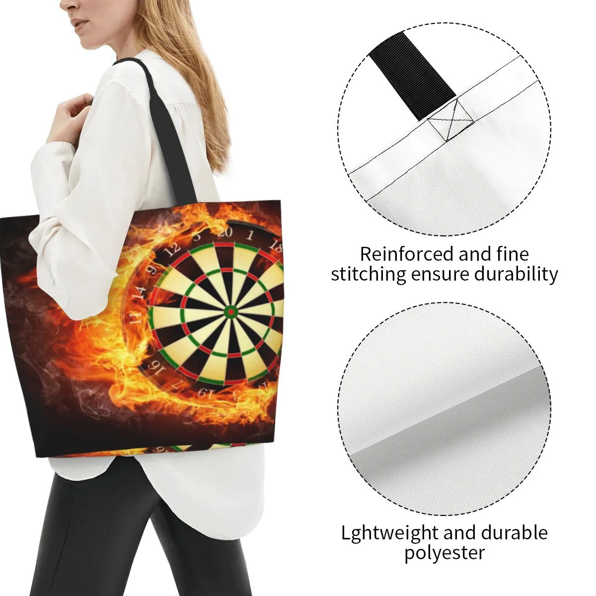 Women Shoulder Bag Darts Board Large Capacity Shopping Grocery Tote Bag For Ladies