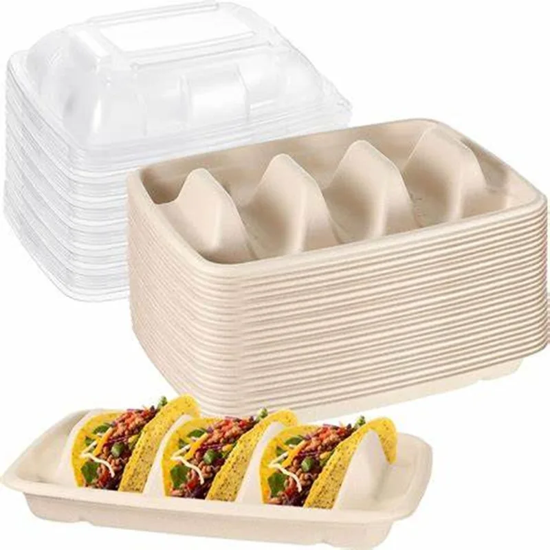 20/30pcs Mexican Taco Pancake Shelf Holder Tortilla Wave Shape Tray Stand for 3 Tacos Disposable Pizza Roll Food Display Holders