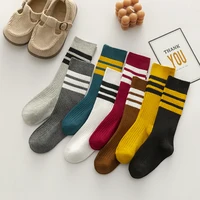 6 Pairs Autumn Winter Children High knee Socks Korean Black White Stripes Style Boys Girls Warm Cotton Socks Kids Sports Socks 2