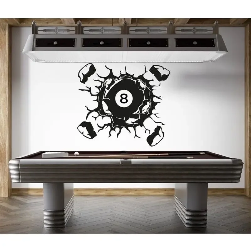 Billiard Snooker Wall Decal Sticker | Vinyl Sports Art For Bedroom, Game Room | 22x35 Inches | Easy To Apply