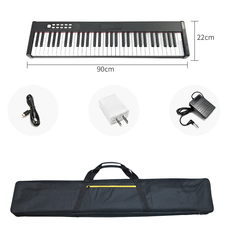 61 Key Digital Electric Piano Keyboard With Phone Holder Electronic Touch Sensitive Keyboard For Practice