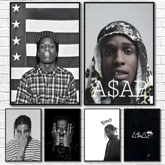 A$APS R-Rocky A-ASAP American Rapper Poster Sticky Wall Art Printing Waterproof Home Living Bed Room Bar Aesthetic Decor