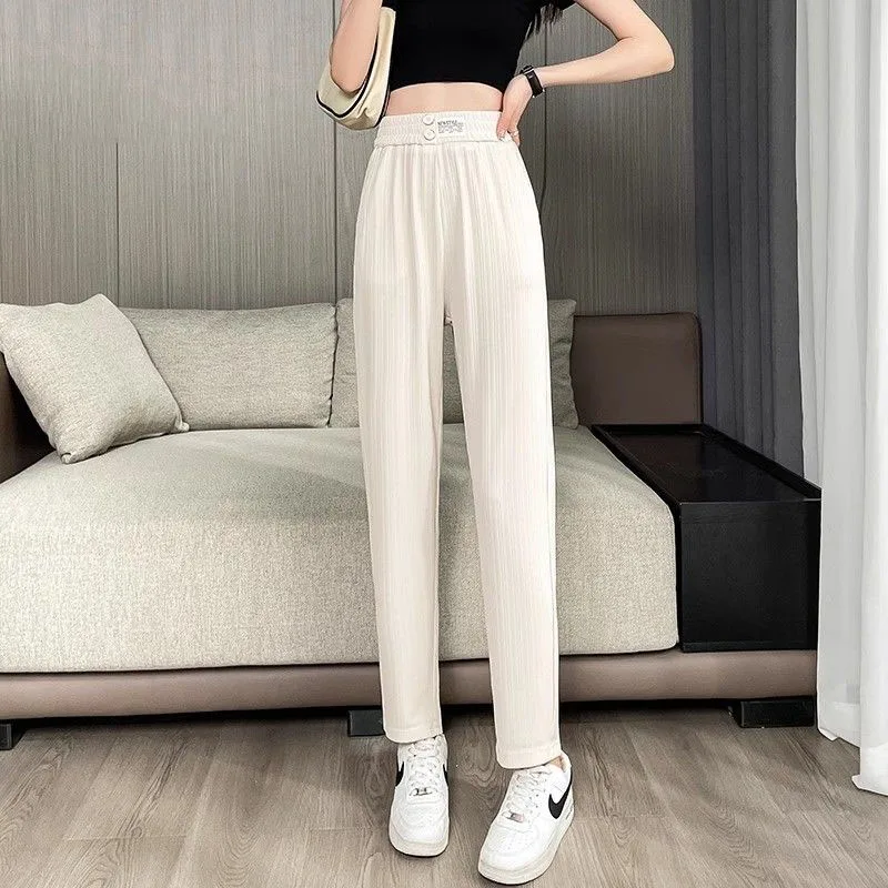 

Summer New Casual Loose and Slimming Haren Pants High Waist Draping Ice Carrot Pants