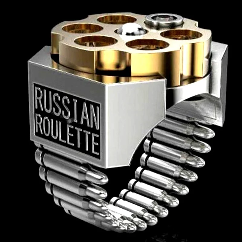 Creative Russian Roulette Bullet Shaped Ring European and American Two-color Male Ring Super Cool Jewelry Gift Wholesale