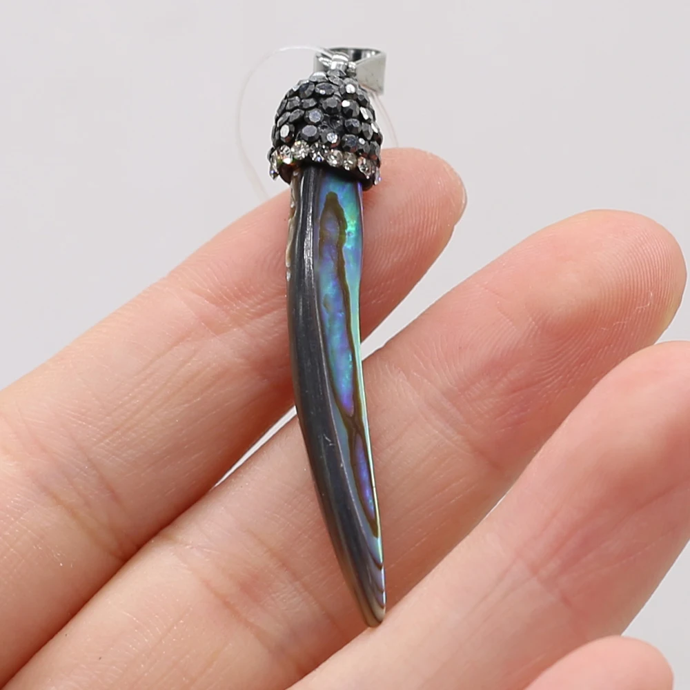 1PCS Natural Stone Knife Abalone Black Shell Pendant For Jewelry Making DIY Necklace Earring Accessories Charms Gift 5x40-5x50mm 3