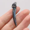 1PCS Natural Stone Knife Abalone Black Shell Pendant For Jewelry Making DIY Necklace Earring Accessories Charms Gift 5x40-5x50mm 3