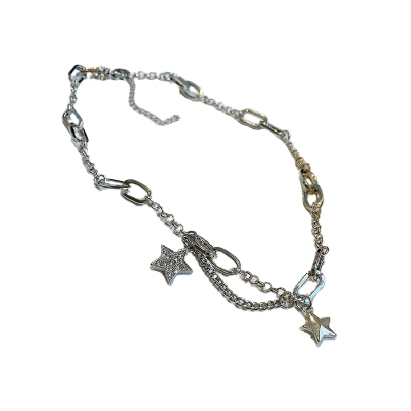 

Многослойное ожерелье-цепочка с уникальным колье с пятиконечной звездой и полой звездой, кулон, штабелируемое ювелирное изделие,