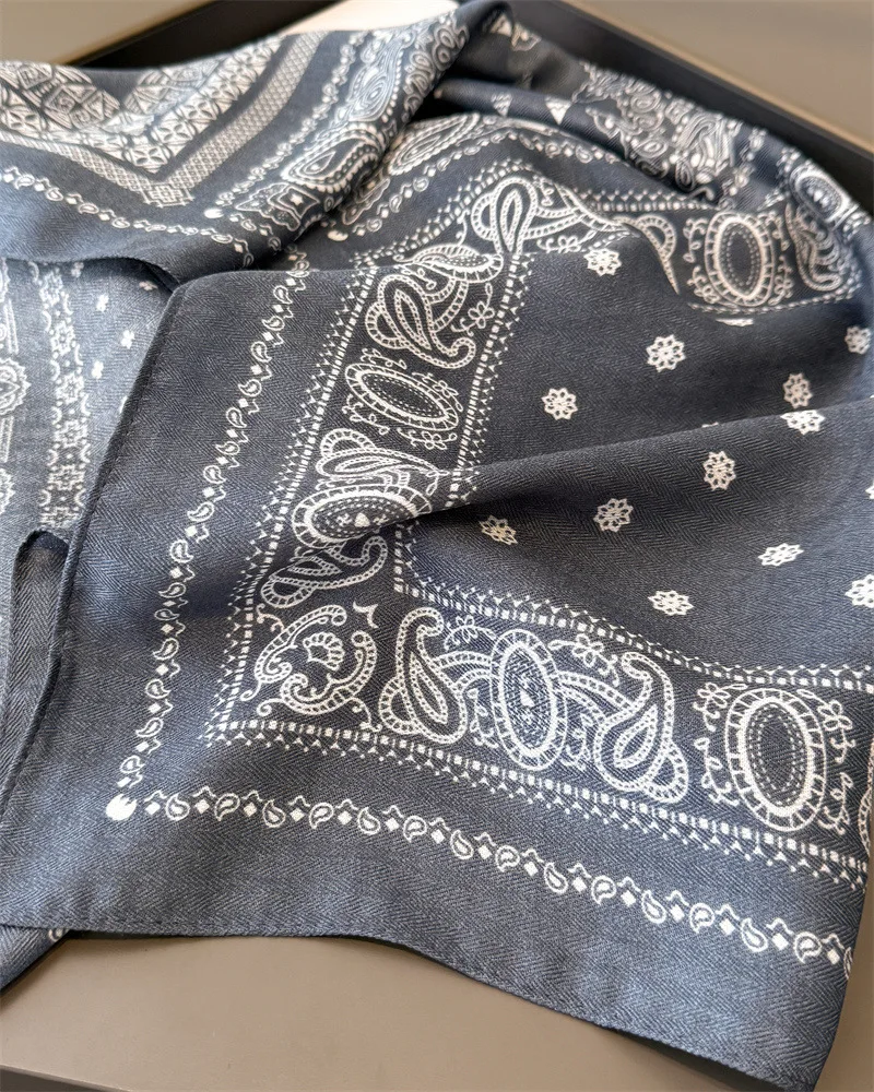 Luxus Einfarbig Quadrat Schal Für Frauen Weiche Fleck Cashew Druck Schal Neck Schal Warps Elegante Halstuch Bandanas Hijab – Detail 8
