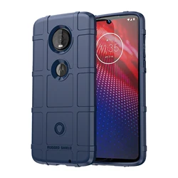 Premium Shockproof Silicone Shield Case for Motorola Z4 Play - Heavy Duty Matte Rubber Protective Back Cover (Blue)