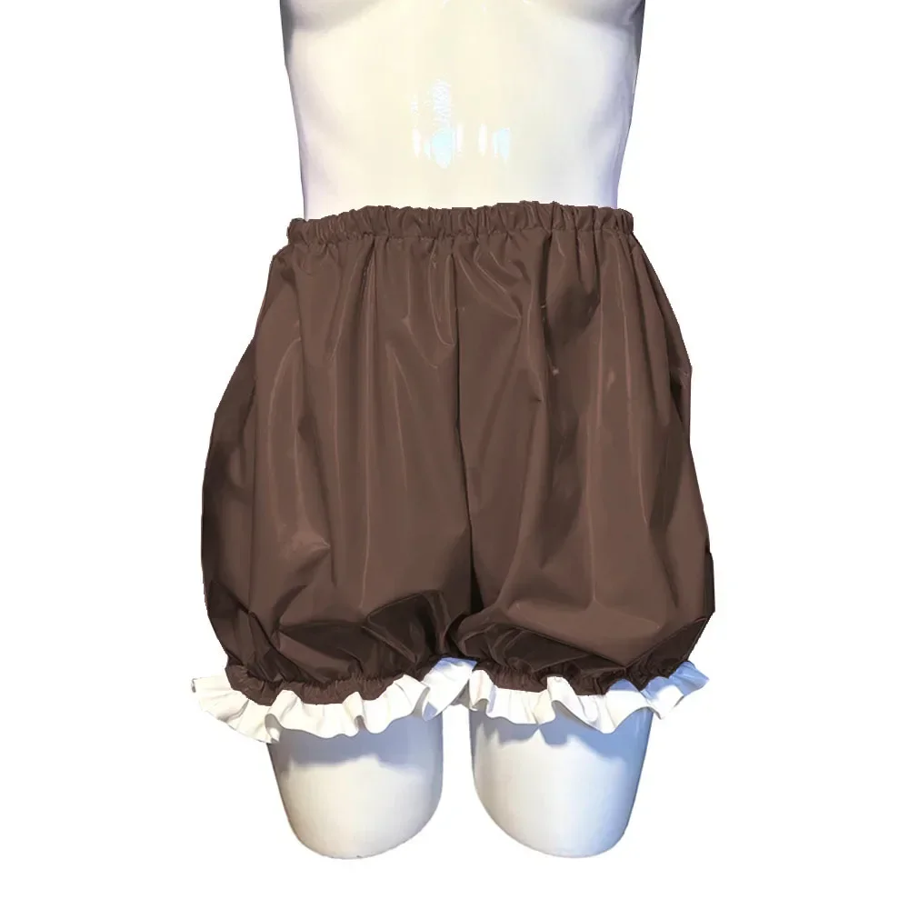 Unisex Sexy Lingerie High Waist Loose Pumpkin Shorts PVC Faux Latex Short Pants Wetlook Lolita Shorts Cosplay Casual Bottoms