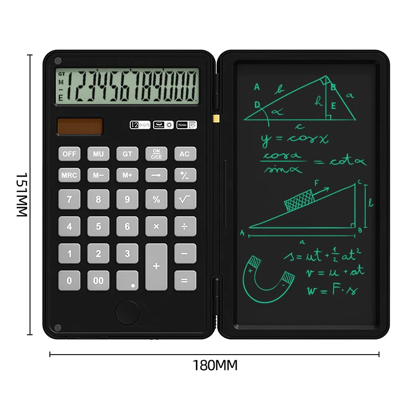 Electronic Memo Pad Calculator with Calculator 12 Digits Simple Calculator Multi-functional 6.5 Inches Digital Memo Learning