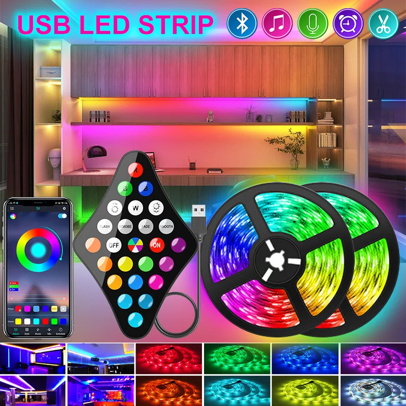 LED Strip Lights RGB 2835 Control USB Flexible Lamp 5V Tape, 46 OFF