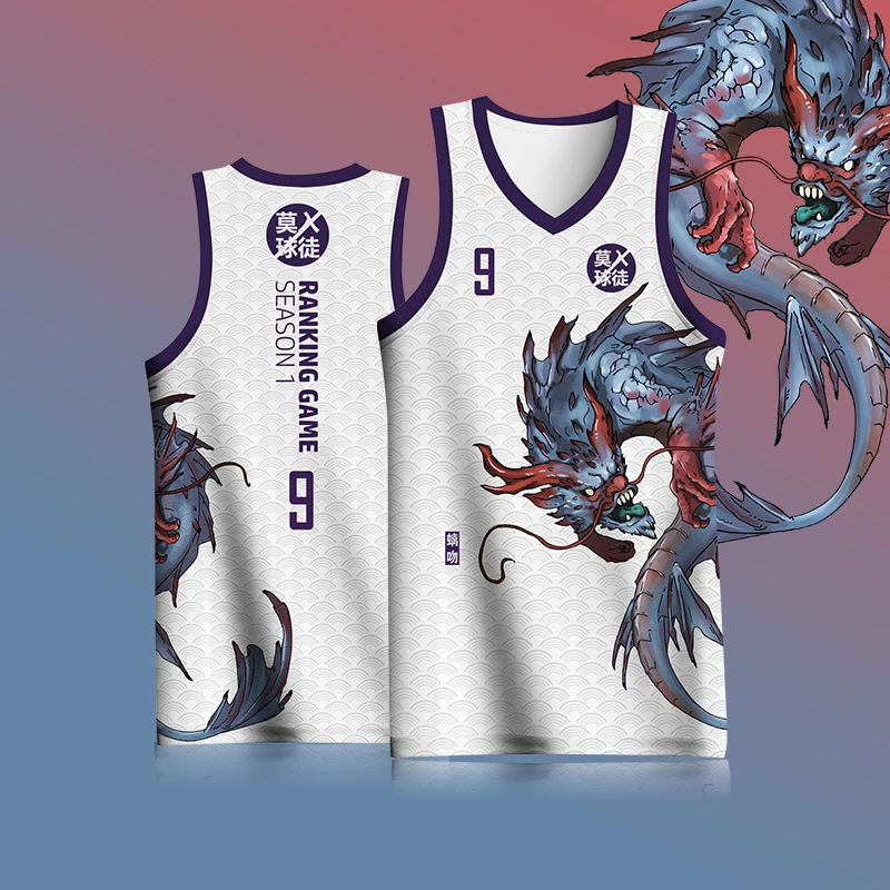 Basketball Jerseys BASKETMAN Basketball Jerseys For Men Customizable Full Sublimation Team Name Number Printed Dragon Pattern Training Clothes