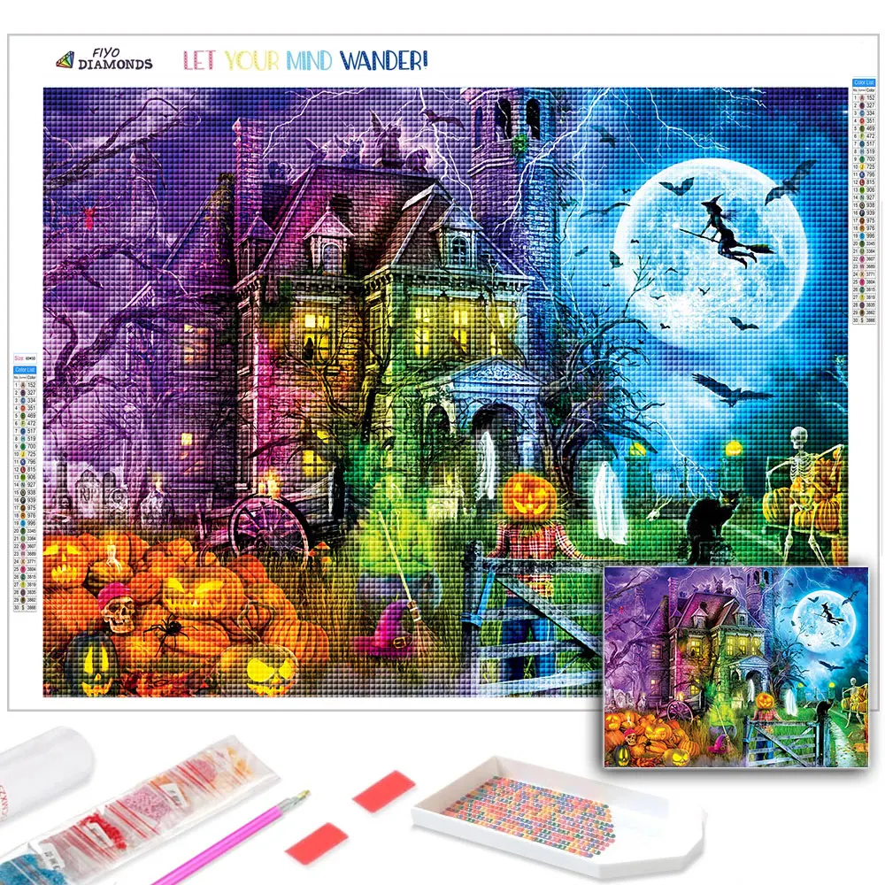 Diamond Painting Landscape Pumpkin Halloween Diamond Art Painting Cross Stitch 5d Aliexpress