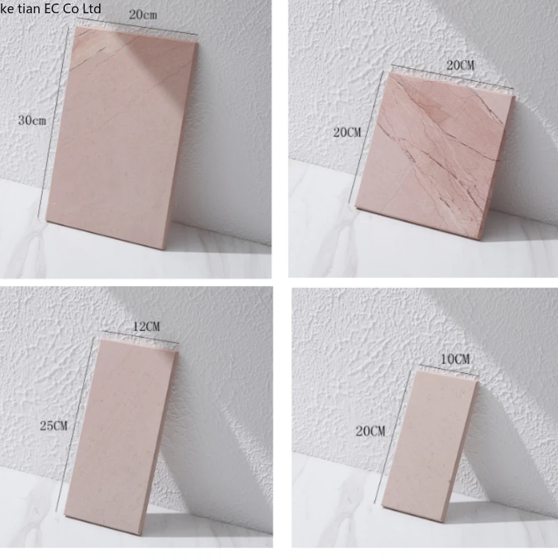 European style natural pink marble tray Aromatherapy Bottle Makeup Bottle Storage Tray Decorative Tray Jewelry Display Plate 6