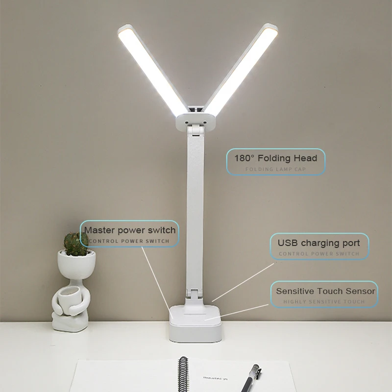 LED Desk Lamp USB Rechargeable Table Lamp 3 Levels Dimmable Touch Desk Lighting Eye Protection Foldable For Bedroom Desk Light 4