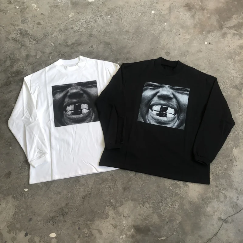 SAINT OF MICHAEL BULLY KANYE WEST Mode Beste Qualität Vintage Bedruckte Oberteile Lässiges T-Shirt Locker Übergroßes Langarm-T-Shirt für Herren