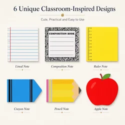 Charming 6 - Piece Sticky Note Set for Teachers - Classroom & Office Gift (6 Pcs)