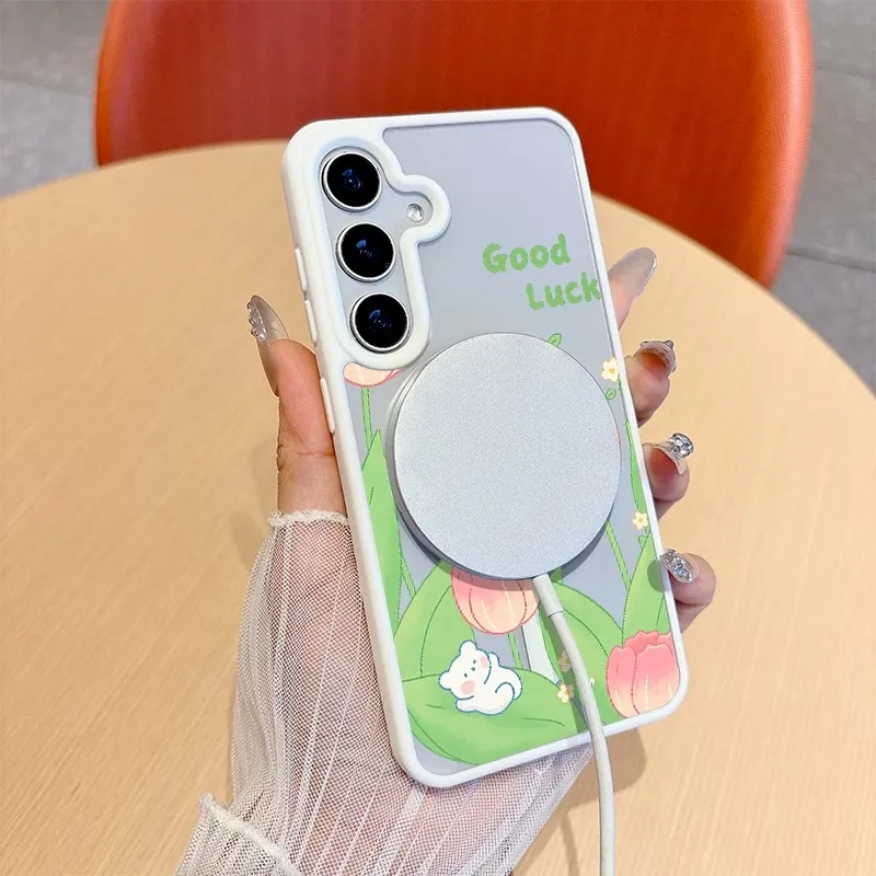 Shockproof Transparent MagSafe Magnetic Phone Case with TPU Border and PC Back Cover