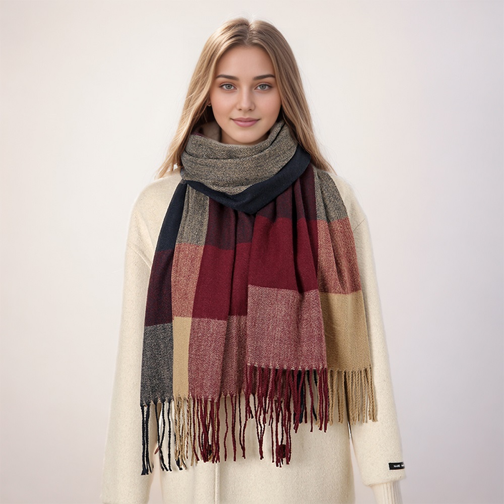 Hot Sale Plaid Scarf Cashmere Tassel Shawl Winter Warm Scarves Thick Lattice Neckerchief Neck Cover Pashmina Soft Echarpe