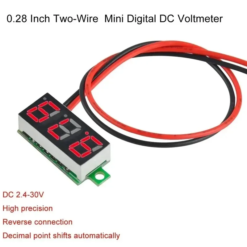 28인치 DC LED 디지털 전압계 0100V 전압 측정기 자동차 모바일 전원 전압 테스터 감지기 12V 빨강 초록 파랑 노랑