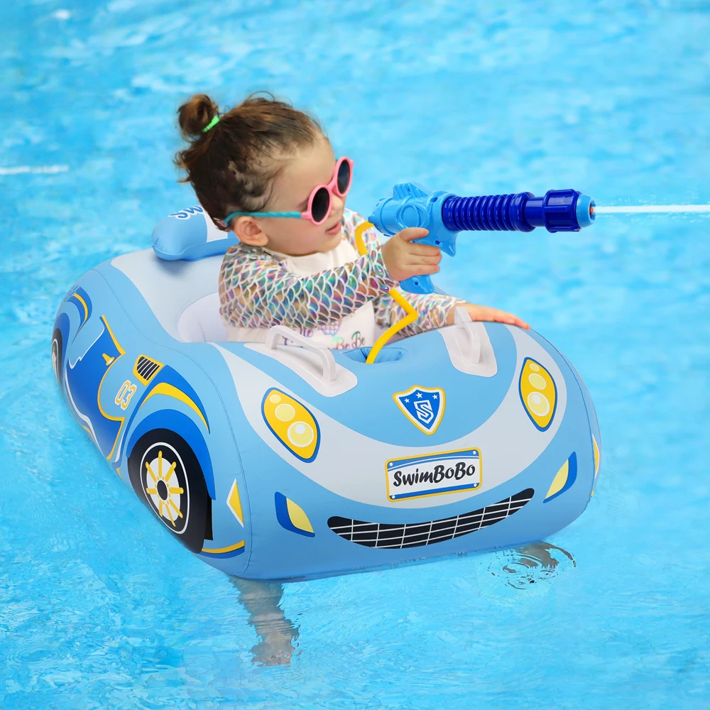 Swimbobo Kids Inflatable Car Swimming Seat Boat Handle Floating Children Water Gun Toy Children Swim Pool Float Ring In Summer 3