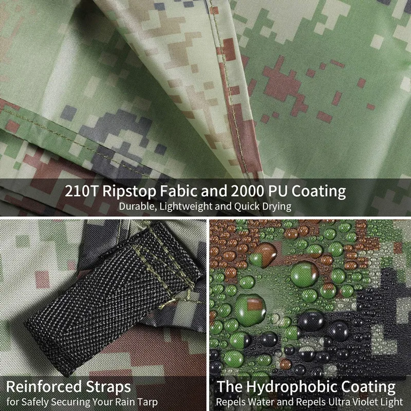 Waterproof Tarp Hammock Rain Fly Tent 10 X 10 FT Large UV Protection Lightweight Ripstop Nylon Picnic Mat