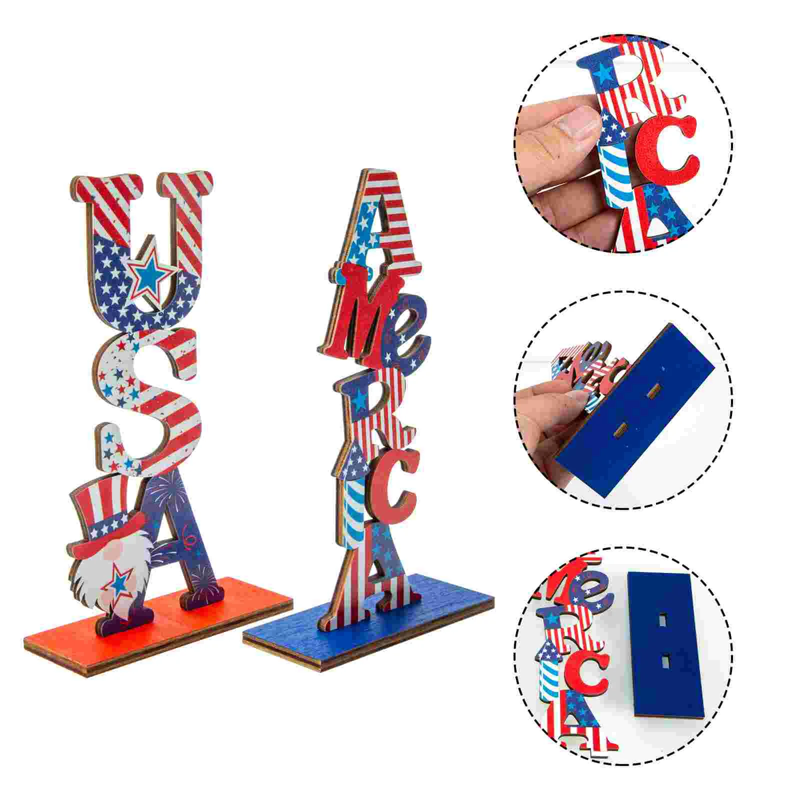 

Patriotic American Signs USA Letter Figurine Wooden Ornament For The USA Patriotic Tiered Tray Decor Patriotic Table Sign