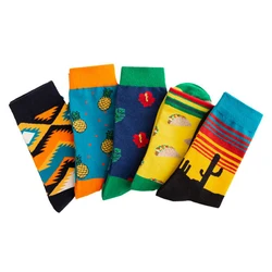 Winter Funny Unisex Socks Hip Hop Harajuku Kawaii Cartoon Cotton Socks Fruit Plant Food Geometry Happy Casual Sock Gifts for Men
