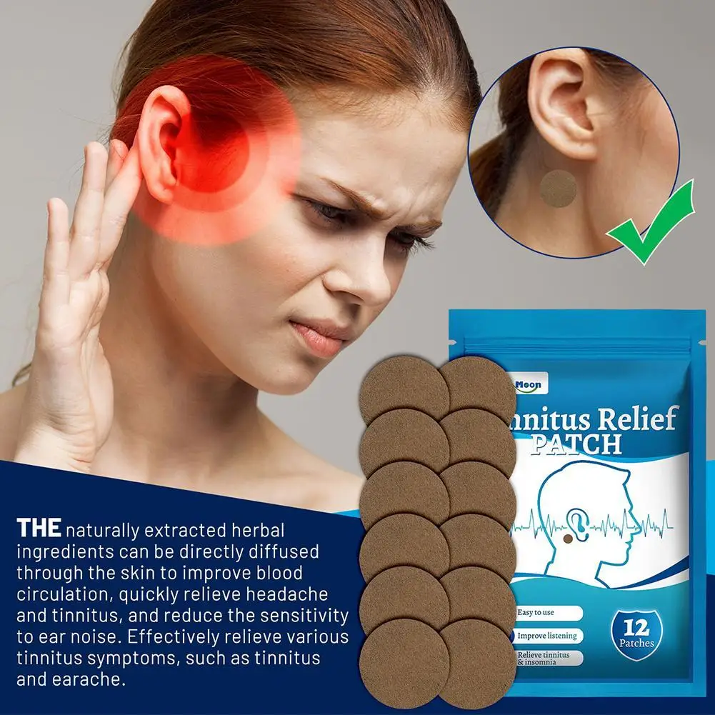 

12pcs Relaxing Ear Patch Portable Tinnitus Treatment Patch Prevent Vomitng Improve Listening Anti Headache For Taking Car Plane
