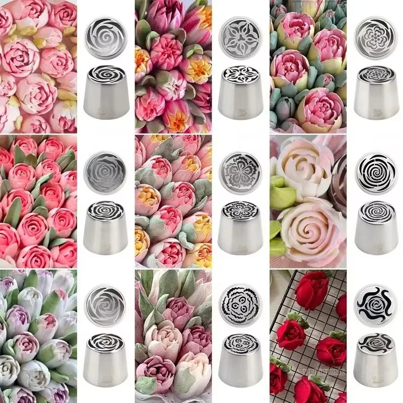 Stainless Steel Rose Flower Nozzle Russian Marshmallow Piping Nozzles 1Pc for DIY Baking Cake Decoration Piping Cream Decor Tools cake decorating tip set cake icing nozzles baking nozzle set cake decorating nozzle set