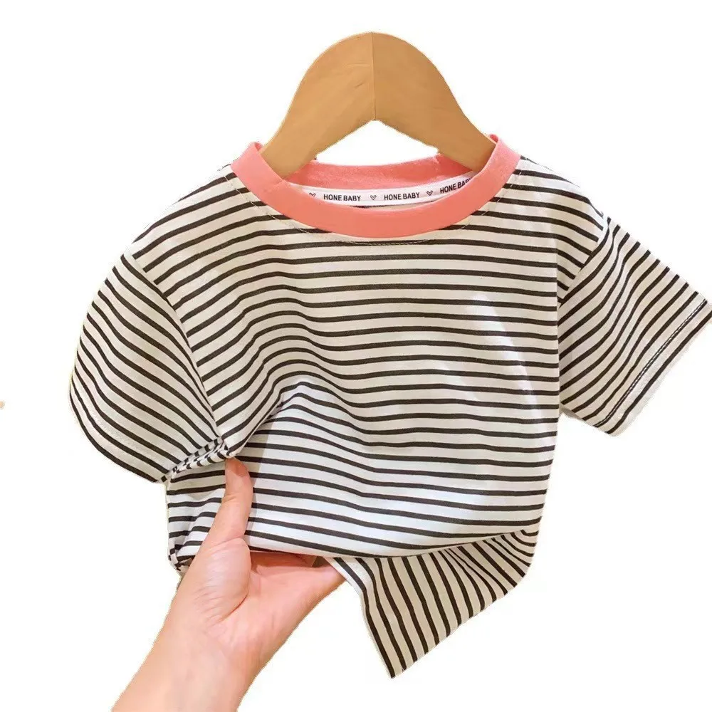 T shirt Children Short-Sleeved Summer Striped Baby Half-Sleeved Bottoming Casual Wear
