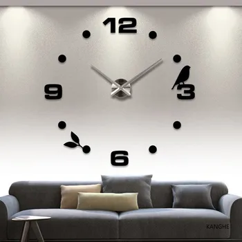 Creativo 3D acrilico specchio adesivi orologio da parete fai da te orologio digitale ago al quarzo Horloge Design moderno soggiorno decorazioni per la casa 1