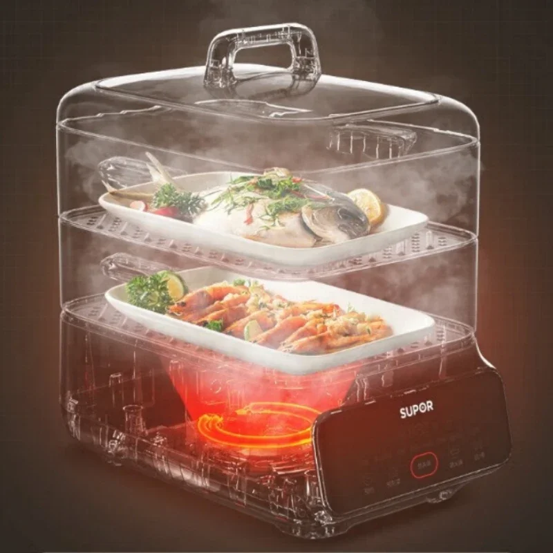 220V Electric  Cooker 2100W High-power Multifunctional Cooking Pot 18L Stainless Steel Steamer Pot Buffet Food Warmer 3