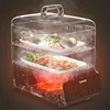 220V Electric  Cooker 2100W High-power Multifunctional Cooking Pot 18L Stainless Steel Steamer Pot Buffet Food Warmer 3