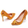 Fashion Spring Autumn Women's Pumps Rhinestone Pointed Toe Slip on PU 11CM Thin High Heels Princess Shoes for Work Office Women 3