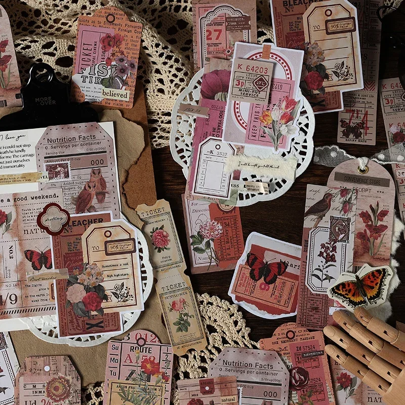 

30Pcs Stickers Pad Basic Background Label Scrapbook Mountains Rivers Poetic Romance Literature DIY Material 140*75mm