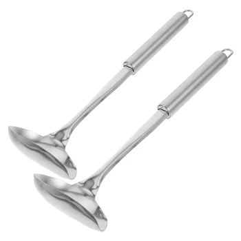 2 pezzi cucchiaio a becco d'anatra mestolo per salsa in acciaio inossidabile manico lungo cucchiaio da zuppa gadget da cucina cucchiai da portata stoviglie uso pratico 1