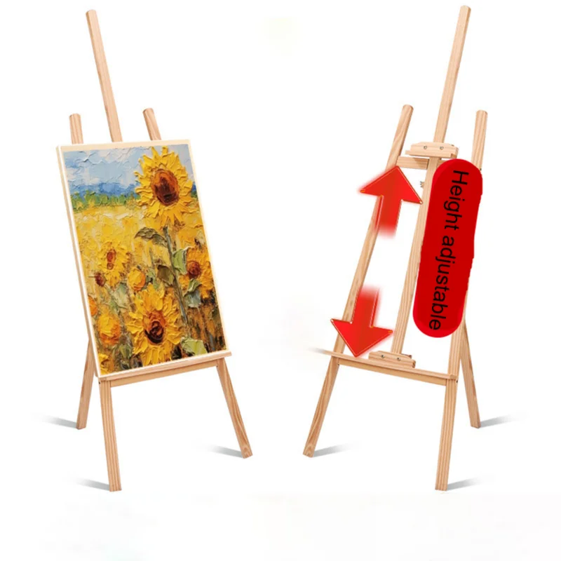 Art Huangpine wood easel, sketching, oil painting, children's easel, triangular back support, painting bracket