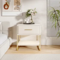 Набор из 2-х прикроватных тумбочек, приставных столиков с 1 ящиком и открытым отделением, современная тумбочка для спальни, гостиной, офиса — изображение 4