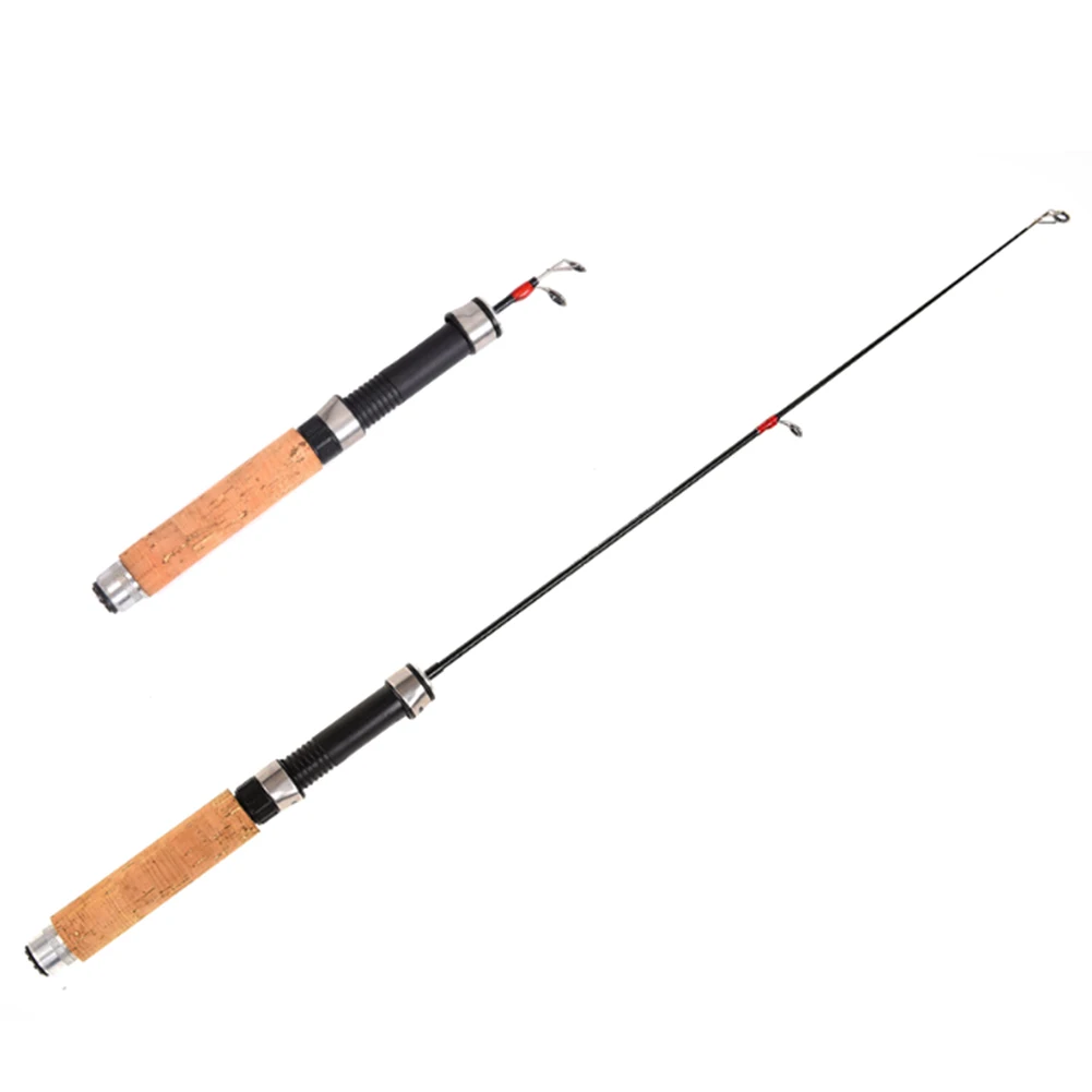 62/65cm Winter Shrimp Ice Fishing Rods Ultra-Short Telescopic FRP Fiber  Fishing Reels Bait Anti Slip Handle Casting Rod Tackle