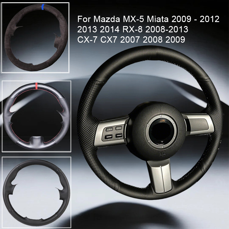 Custom Carbon Fiber Leather Car Steering Wheel Cover For Mazda MX-5 Miata 2009-2012 2013 2014 RX-8 2008-2013 CX-7 CX7 2007-2009