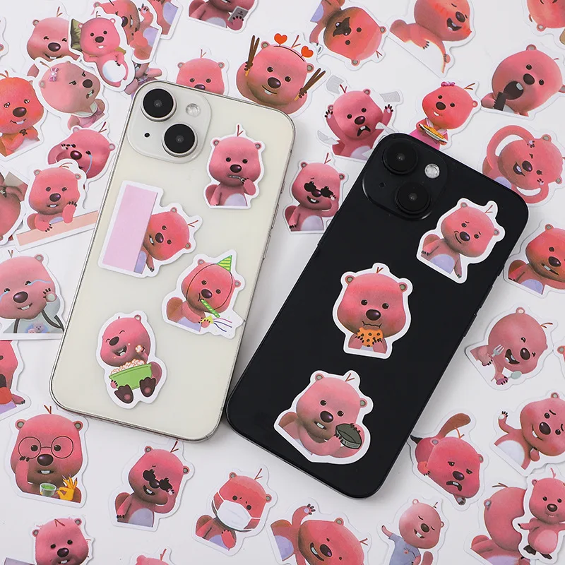 100PCS Korean Loopy Little Beaver Cute Cartoon Stickers Pack Handheld Account Stickers Notebook DIY Decorative Stickers Toys 6