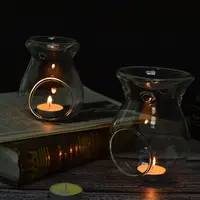 Nordic Home Decor Glass Candle Heat Resistant Oil Furnace Aroma Burner Holder Candlestick Vase Romantic Wedding Decoration 4
