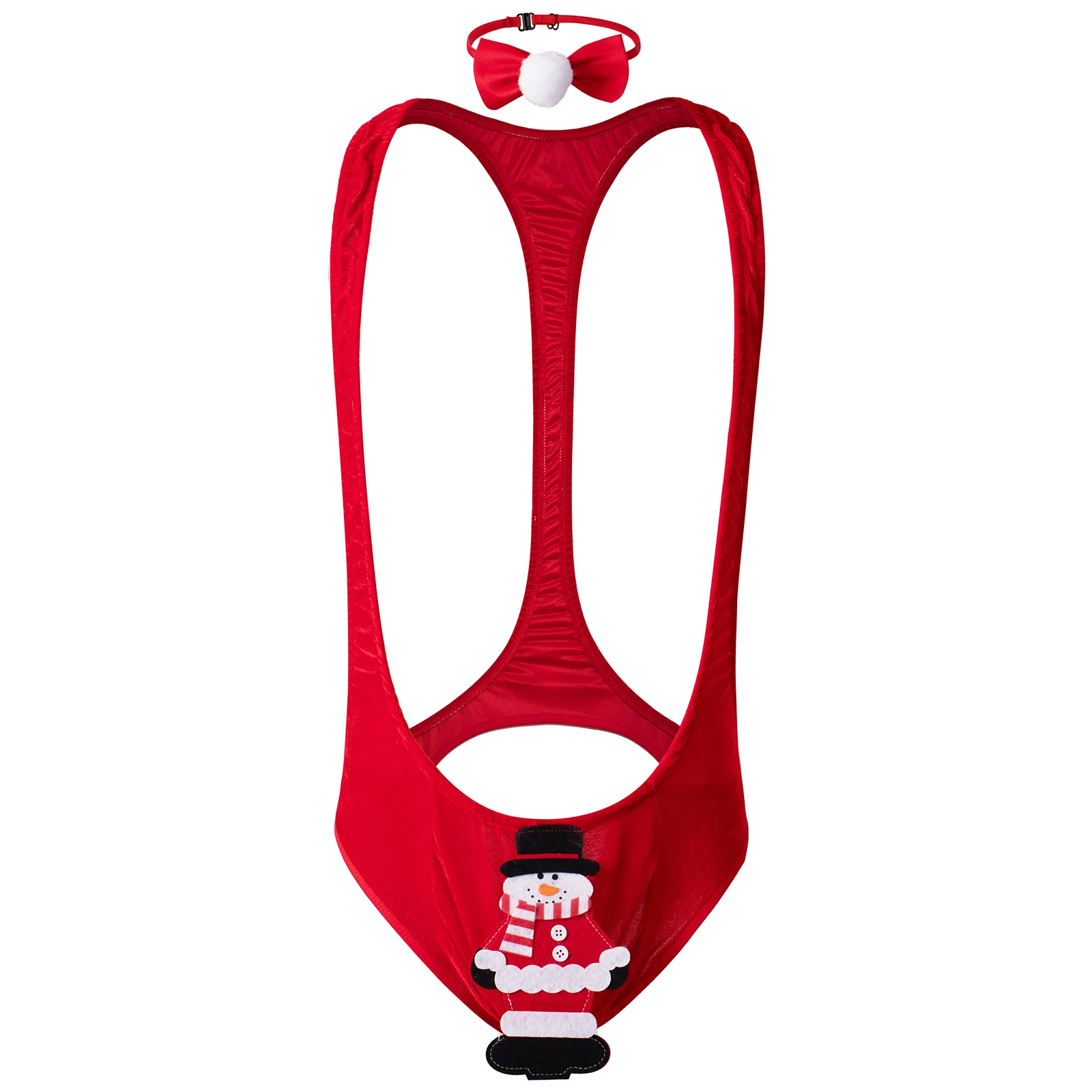 CLEVER-MENMODE Christmas Lingerie Sexy Bodysuit Underwear Men One-piece Santa Claus Mankini Erotic Costume Penis Pouch Buttocks