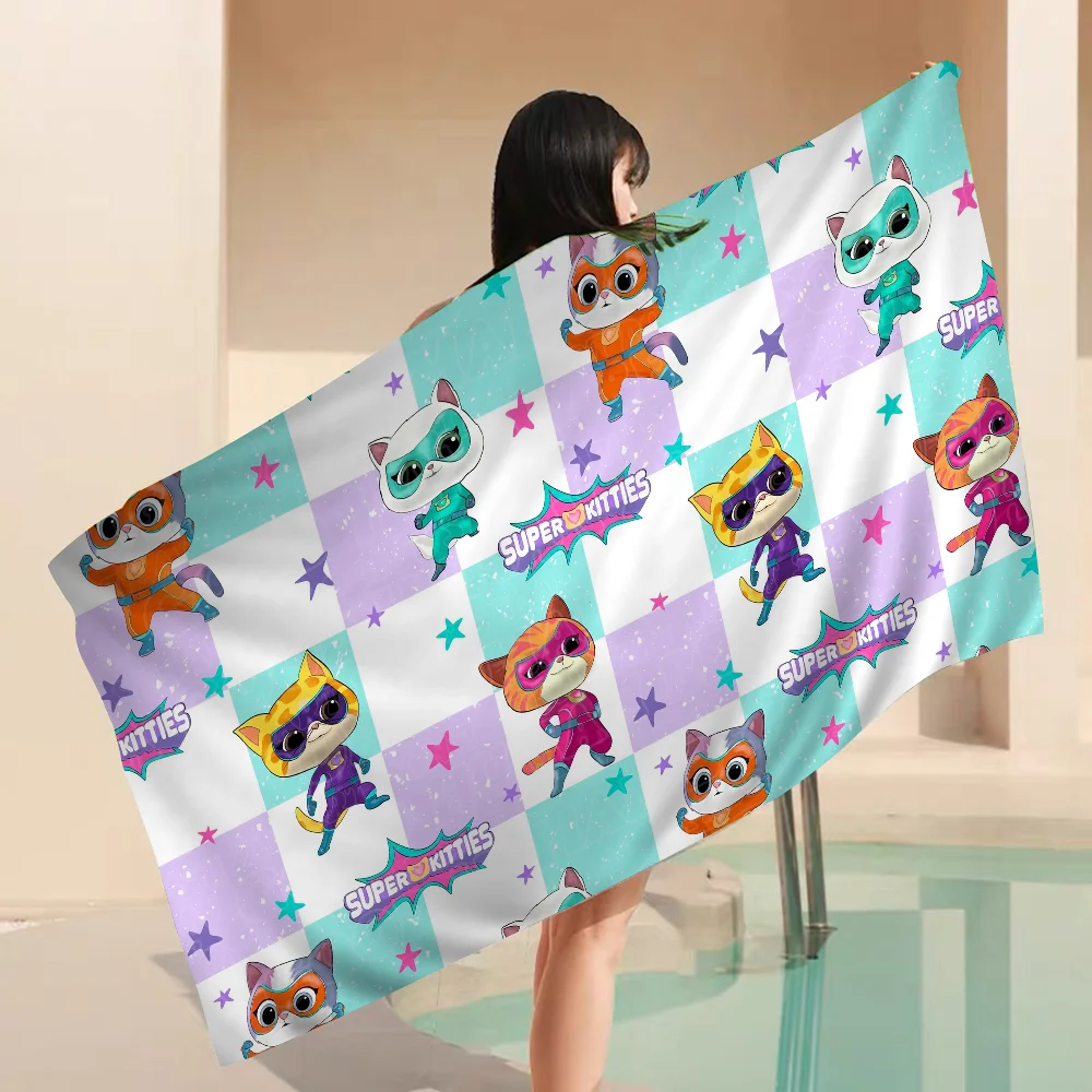 Junior Super Kitties Pattern Towel Microfiber Beach Towel Absorbent Quick dry Soft Yoga Swimming Resort Mountain Climbing